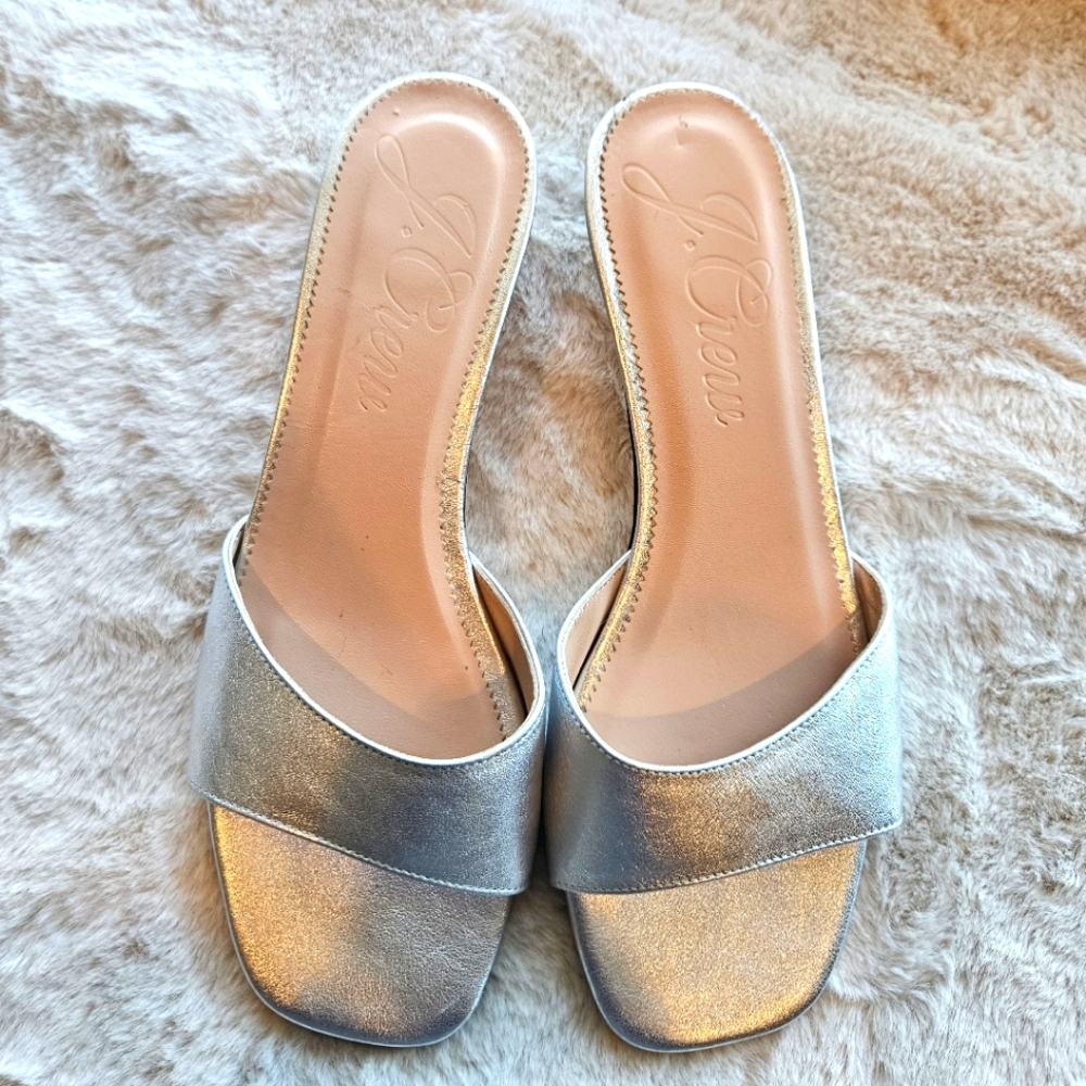 J. Crew Silver Mules